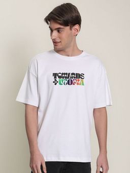 Bene Kleed - White Crew Neck Half Sleeves Men T-Shirt