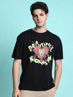 Bene Kleed - Men Crew Neck Half Sleeves Black T-Shirt