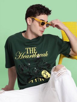 Bene Kleed - Men Green Crew Neck Half Sleeves T-Shirt