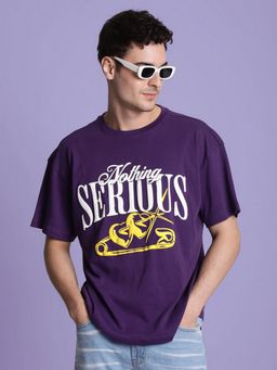 Bene Kleed - Men Crew Neck Half Sleeves Purple T-Shirt
