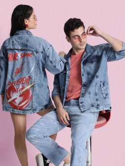 Bene Kleed - Unisex Blue Denim Graphic Denim Jacket