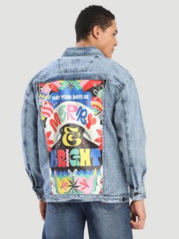 Bene Kleed - Unisex Blue Cotton Graphic Denim Jacket