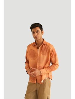 DRAGIT - Men Brown Linen Blend Abstract Shirt