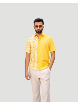 DRAGIT - Men Yellow Linen Blend Abstract Shirt