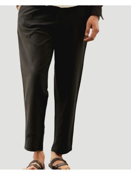 DRAGIT - Men Midnight Black Linen Pant Regular Fit Solid Pants