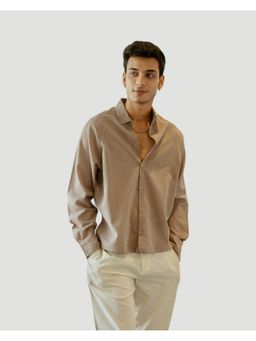 DRAGIT - Men Brown Linen Blend Solid Shirt