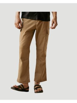 DRAGIT - Men Brown Cotton Blend Solid Cargos