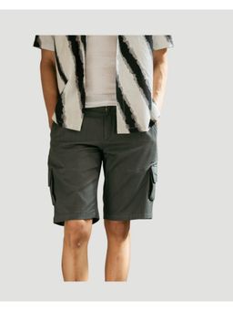 DRAGIT - Men Blue Cotton Blend Solid Cargo Shorts