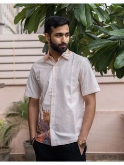 DRAGIT - Men Ivory Cotton Graphic Shirt