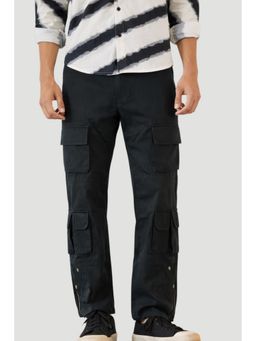 DRAGIT - Men Blue Cotton Blend Solid Cargos