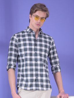 CRIMSOUNE CLUB - Men Grey Cotton Checks Shirt