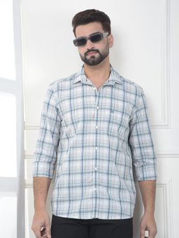 CRIMSOUNE CLUB - Men Grey Cotton Blend Checks Shirt