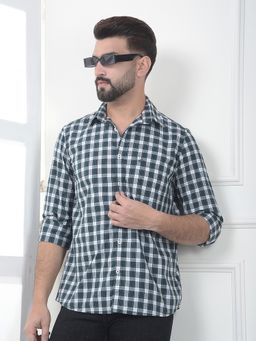 CRIMSOUNE CLUB - Men Green Cotton Checks Shirt