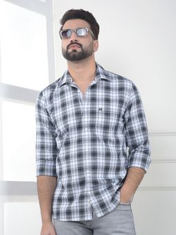 CRIMSOUNE CLUB - Men Black Cotton Checks Shirt