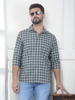 CRIMSOUNE CLUB - Men Green Cotton Checks Shirt
