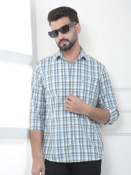 CRIMSOUNE CLUB - Men Green Cotton Checks Shirt