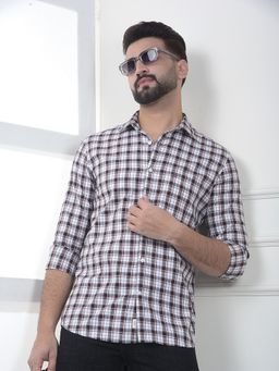 CRIMSOUNE CLUB - Men Brown Cotton Checks Shirt
