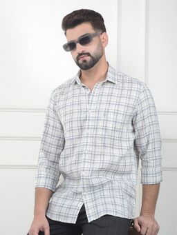 CRIMSOUNE CLUB - Men Grey Cotton Blend Checks Shirt