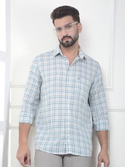CRIMSOUNE CLUB - Men Blue Cotton Blend Checks Shirt