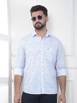 CRIMSOUNE CLUB - Men Blue Cotton Blend Abstract Shirt