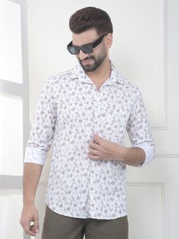 CRIMSOUNE CLUB - Men Brown Cotton Blend Floral Shirt