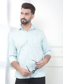 CRIMSOUNE CLUB - Men Green Cotton Blend Abstract Shirt