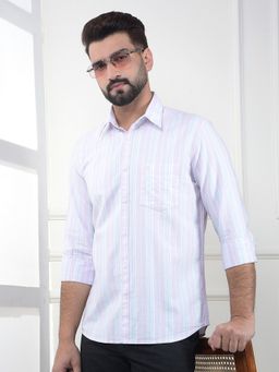 CRIMSOUNE CLUB - Men Pink Cotton Stripes Shirt