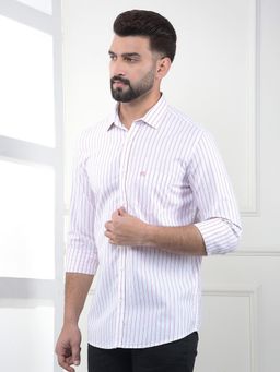 CRIMSOUNE CLUB - Men Pink Cotton Stripes Shirt