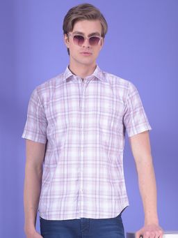 CRIMSOUNE CLUB - Men Purple Cotton Checks Shirt