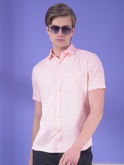 CRIMSOUNE CLUB - Men Peach Cotton Blend Solid Shirt