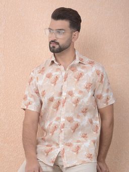 CRIMSOUNE CLUB - Men Orange Lyocell Blend Floral Shirt