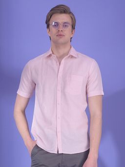 CRIMSOUNE CLUB - Men Pink Cotton Blend Solid Shirt
