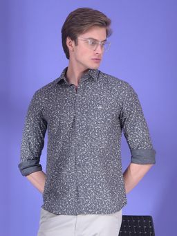 CRIMSOUNE CLUB - Men Grey Cotton Floral Shirt