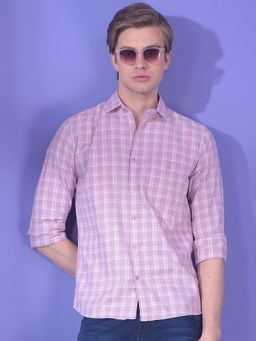 CRIMSOUNE CLUB - Men Pink Cotton Checks Shirt