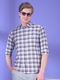 CRIMSOUNE CLUB - Men Purple Cotton Checks Shirt