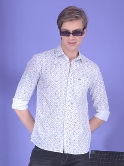 CRIMSOUNE CLUB - Men White Cotton Blend Abstract Shirt