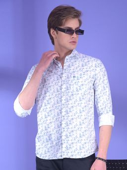 CRIMSOUNE CLUB - Men Blue Cotton Blend Floral Shirt