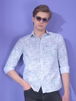 CRIMSOUNE CLUB - Men Green Cotton Abstract Shirt