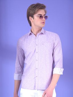 CRIMSOUNE CLUB - Men Purple Cotton Blend Geometric Shirt
