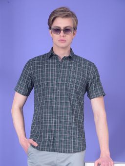 CRIMSOUNE CLUB - Men Green Cotton Checks Shirt