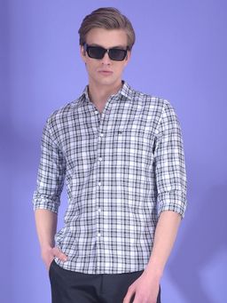 CRIMSOUNE CLUB - Men Blue Cotton Checks Shirt