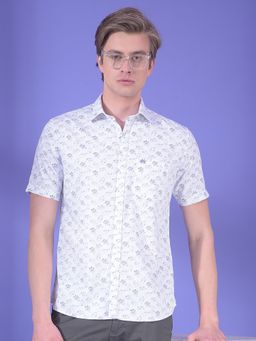 CRIMSOUNE CLUB - Men White Cotton Blend Floral Shirt
