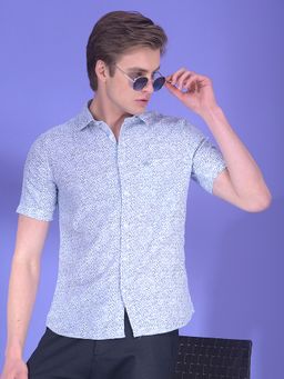 CRIMSOUNE CLUB - Men Blue Cotton Abstract Shirt