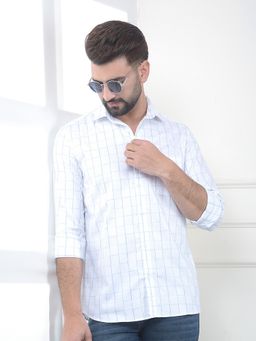 CRIMSOUNE CLUB - Men Blue Cotton Checks Shirt