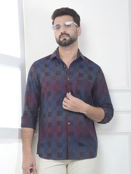 CRIMSOUNE CLUB - Men Multi-Color Cotton Geometric Shirt