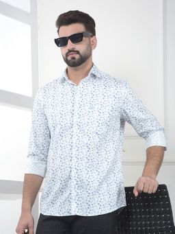 CRIMSOUNE CLUB - Men Blue Lyocell Blend Polka Dots Shirt