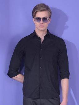 CRIMSOUNE CLUB - Men Black Cotton Geometric Shirt