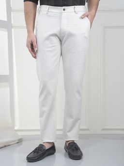 CRIMSOUNE CLUB - Men White Jacquard Knitted Pant