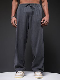 PRONK - Men Grey Solid Trackpant