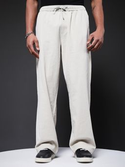 PRONK - Men Off White Solid Trackpant